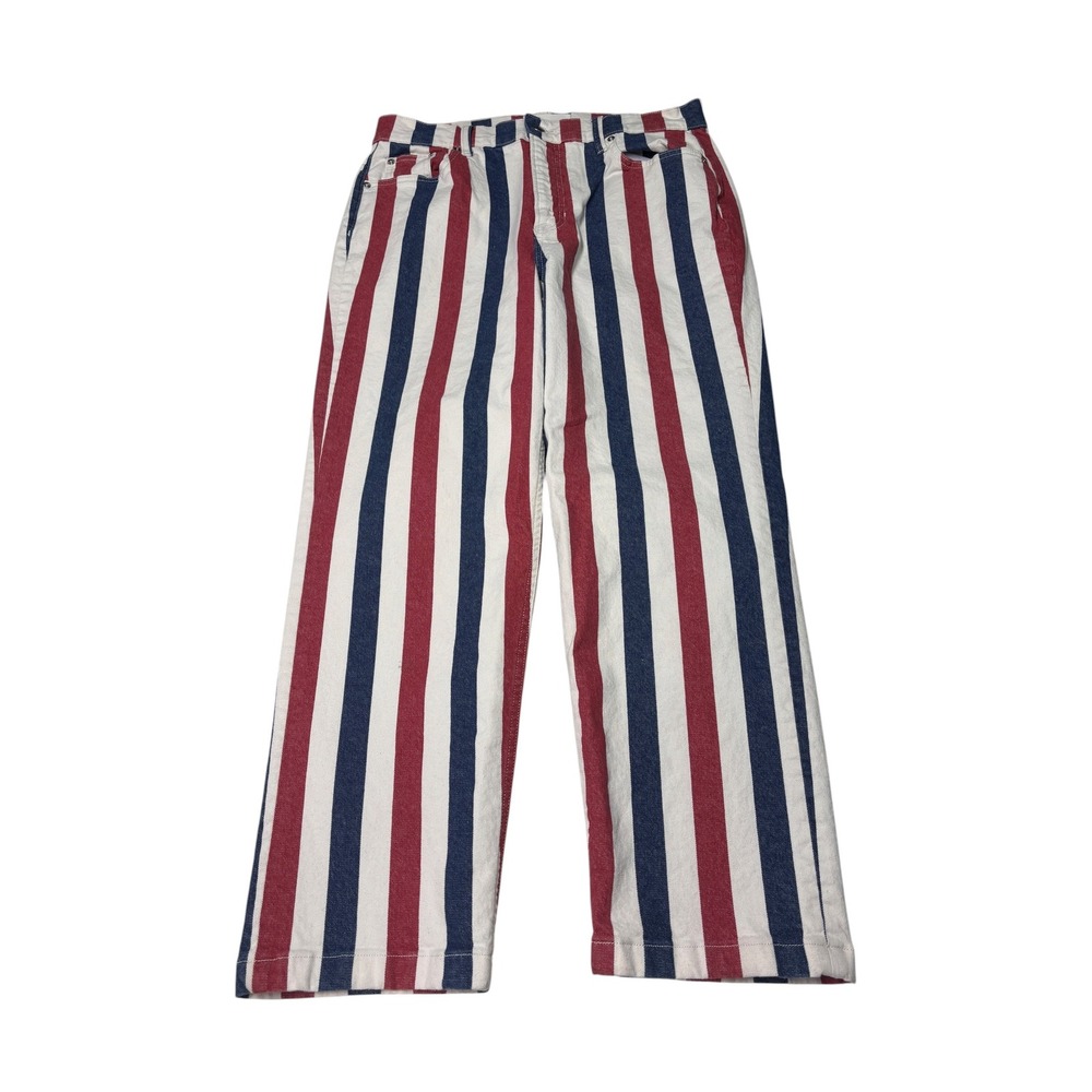 Boden Red Navy White Vertical Stripe Straight Leg Pants Womens W30 L27